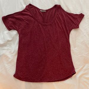 Slit Sleeved Burgundy T-shirt